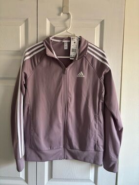 Adidas Lavender Three-Stripe Track Jacket